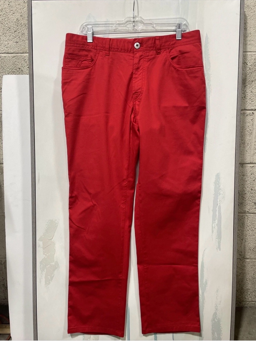 $895 Brioni Chamonix 5 pocket Pants in Red 34x30